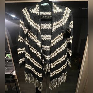 Maurices Black and Cream Chevron Cardigan